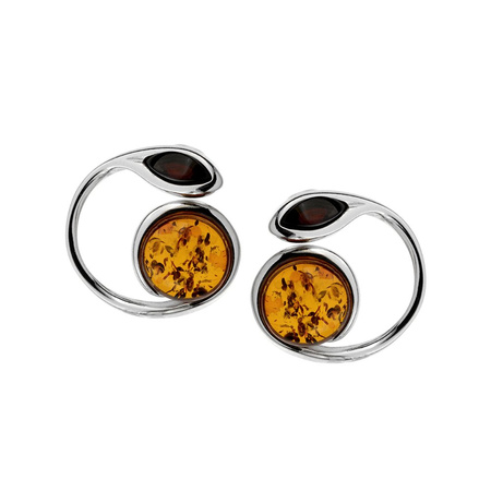 Silver earrings with amber