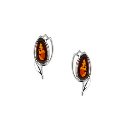 Silver earrings with amber