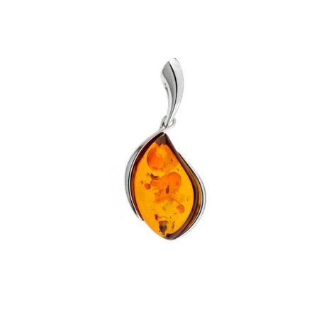 Silver pendant with amber