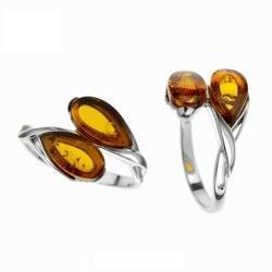 Silver ring with amber