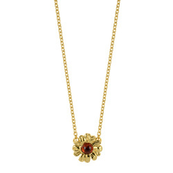 Silver necklace with amber - daisy