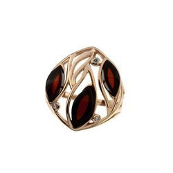 Silver ring with amber