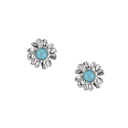 Silver  earrings with turquoise - daisy