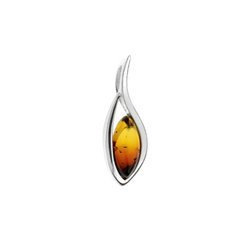 Silver pendant with amber