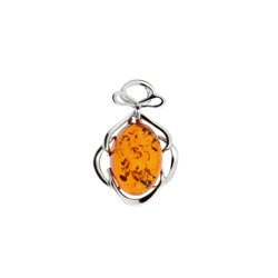 Silver pendant with amber