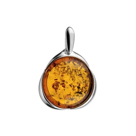 Silver pendant with amber