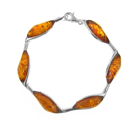 Silver bracelet with amber