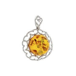 Silver pendant with amber