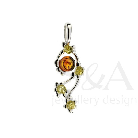 Silver pendant with amber