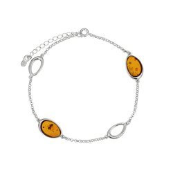 Silver bracelet with amber