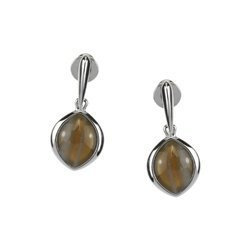 Silver earrings with striped flint