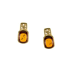 Silver earrings with amber