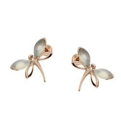 Gold plated earrings with agat aqua - dragonfly