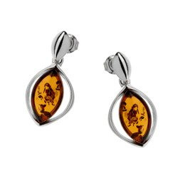 Silver earrings with amber