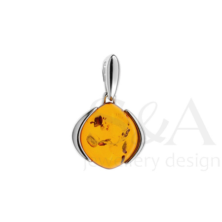 Silver pendant with amber