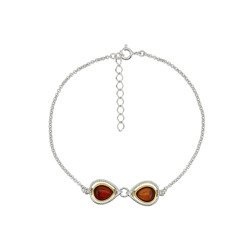 Silver bracelet with carnelian