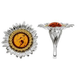 Silver ring with amber