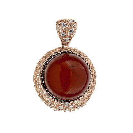 Silver pendant with amber