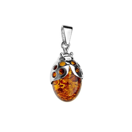 Silver pendant with amber