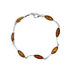 Silver bracelet with amber