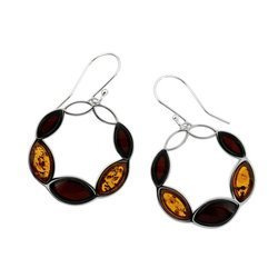 Silver earrings with amber