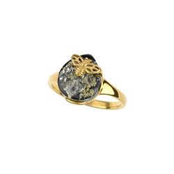 Silver ring with amber