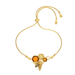 Silver bracelet with amber- Bee and Honey