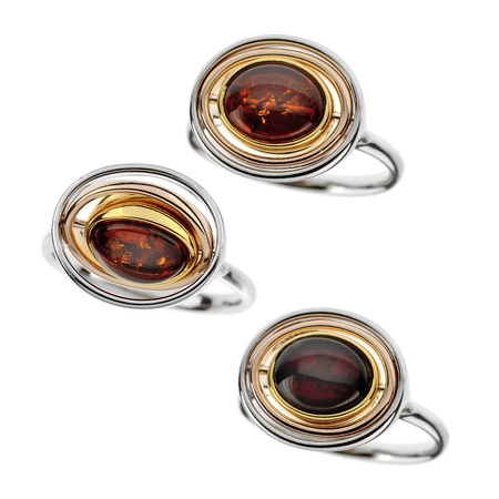 Silver ring with amber