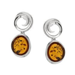 Silver earrings with amber