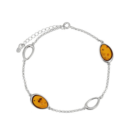 Silver bracelet with amber