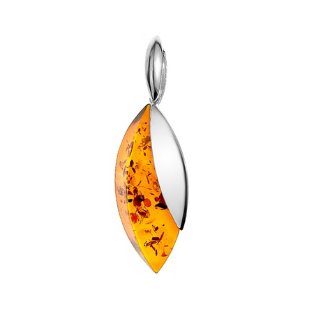 Silver pendant with amber