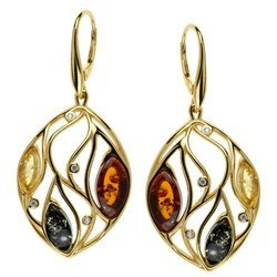 Silver earrings with amber