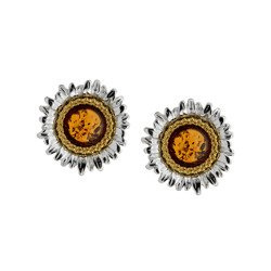 Silver earrings with amber