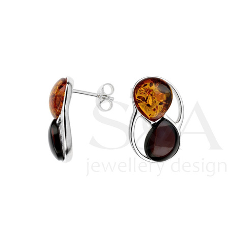 Silver earrings with amber