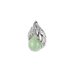 Silver pendant with green quartz - leaf