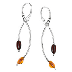 Silver earrings with amber