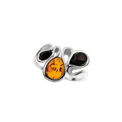 Silver ring with amber