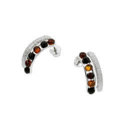 Silver earrings with amber