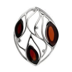 Silver pendant with amber