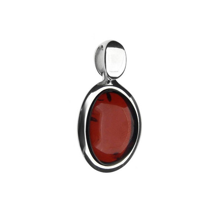 Silver pendant with amber