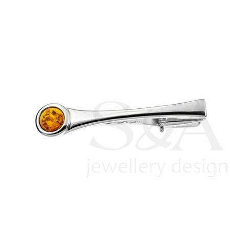 Silver tie clip with amber