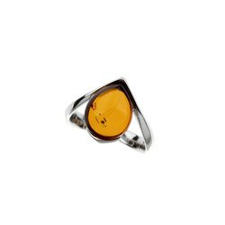 Silver ring with amber