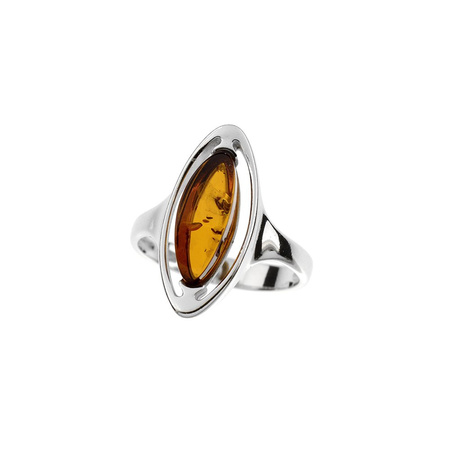 Silver ring with amber