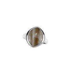 Silver ring with striped flint