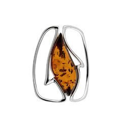 Silver pendant with amber