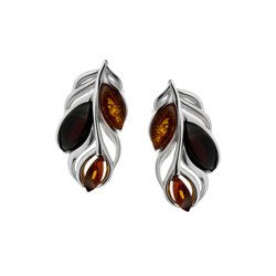 Silver earrings with amber