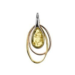 Silver pendant with amber