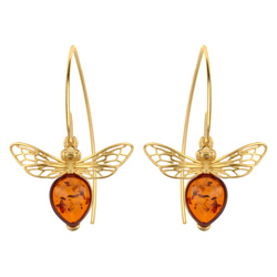 Silver earrings with amber