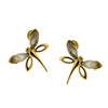 Gold plated earrings with labradorite - dragonfly