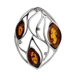 Silver pendant with amber